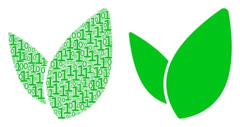 Floral Sprout Mosaic of Binary Digits Stock Illustration