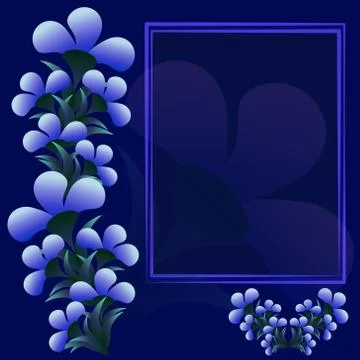Floral square card with empty frame for congratulations text with dark blue t Stock Illustration