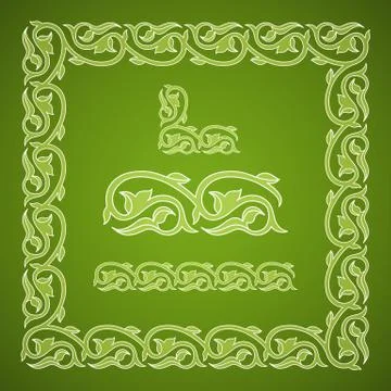 Floral square frame and elements Stock Illustration