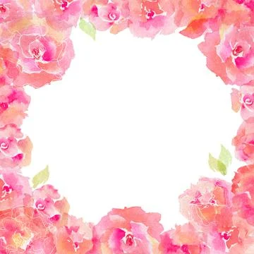 Floral square frame and greeting card with roses Stock Illustration