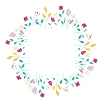 Floral square frame isolated on a white background Stock Illustration