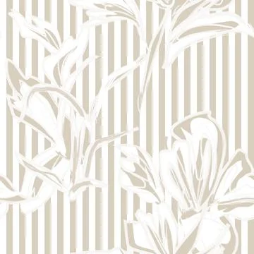 Floral stripe textile pattern design in beige and white for fashion and hom.. Stock Illustration
