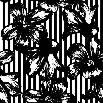 Floral Striped Seamless Pattern Design 스톡 일러스트