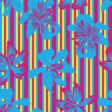 Floral Striped Seamless Pattern Design Stock Illustration