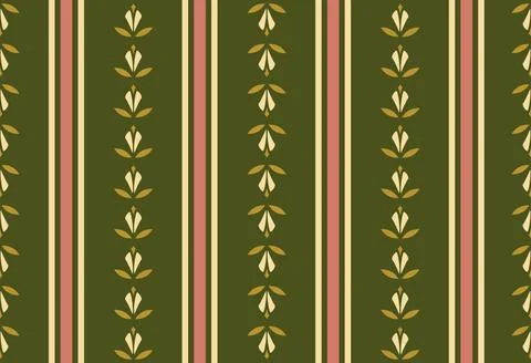 Floral Stripes Retro Pattern Stock Illustration