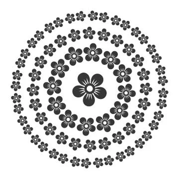 Floral Style Circle Oriental Pattern Set. Vector Stock Illustration