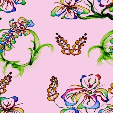 Floral stylish wallpaper, seamless pattern Stock Illustration
