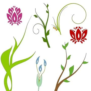 Floral summer elements vector set Floral summer elements abstract set. Vec... Stock Photos