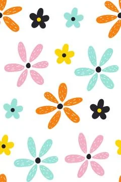 Floral summer pattern. Scandinavian texture with wildflowers. Ditsy print Stock Illustration