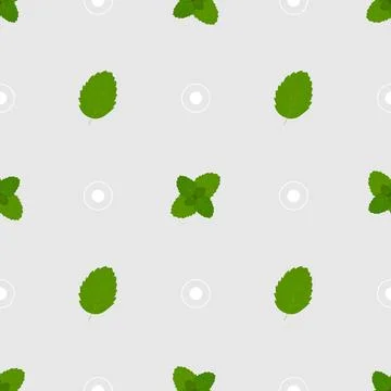 Floral summer print. Seamless pattern with leaves of mint. Stock Illustration