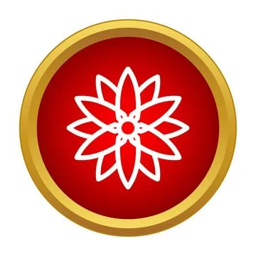 Floral symbol inside red circle with gold border Stock Illustration