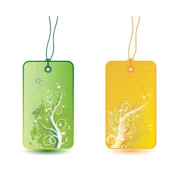 Floral tags with grunge elements, vector illustration Stock Illustration