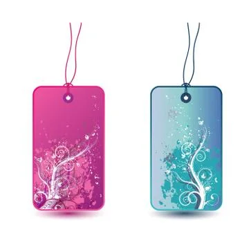 Floral tags with grunge elements, vector illustration Stock Illustration