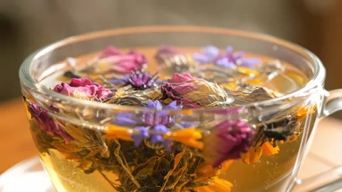 Floral Tea Blend: Botanical Elegance 스톡 동영상 339269802