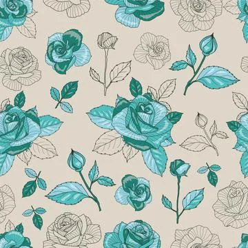 The floral textile pattern design. Great for retro fabric, wallpaper, scrapbo Stock Illustration