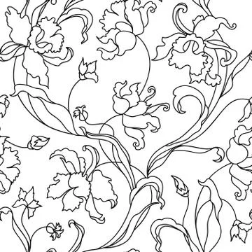 Floral tile pattern. Flower background. Garden texture Stock Illustration