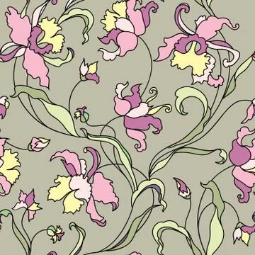 Floral tile pattern. Flower background. Garden texture Stock Illustration