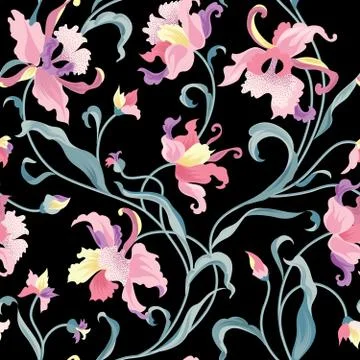 Floral tile pattern. Flower background. Garden texture Stock Illustration