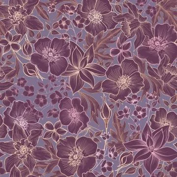 Floral tile pattern. Flower background. Garden texture Illustrazione stock