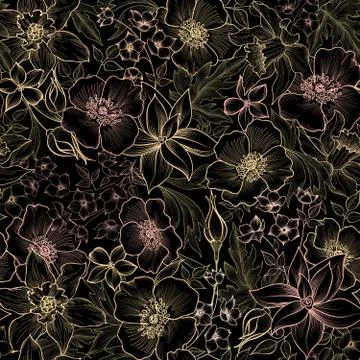 Floral tile pattern. Flower background. Garden texture Stock Illustration