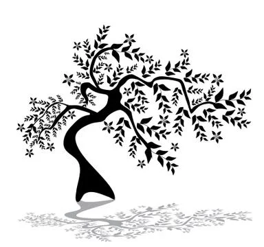Floral tree silhouette Stock Illustration