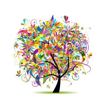 Floral tree for your design Stock Illustration