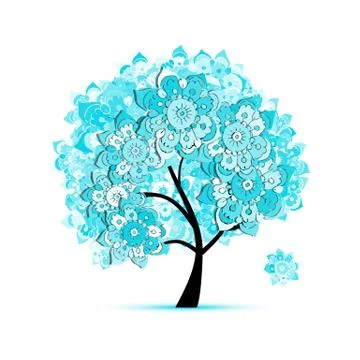 Floral tree for your design Stock Illustration