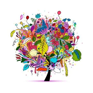 Floral tree for your design Stock Illustration