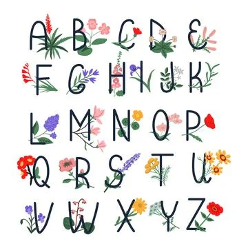 Floral vector alphabet Stock Illustration