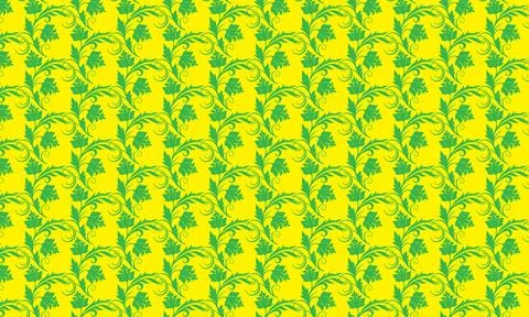 Floral vector art pattern with seamless vintage leaf decoration on a Yalow backg Stock Illustration