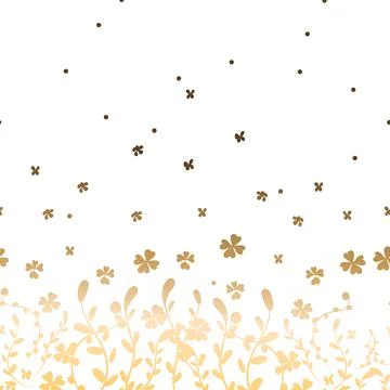 Floral vector art seamless pattern, border. Summer, golden meadow flowers Stock Illustration