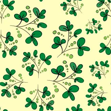 Floral vector background with green leaves and branches Stock Illustration