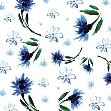 Floral vector background painted hands in watercolor style. Stock Illustration