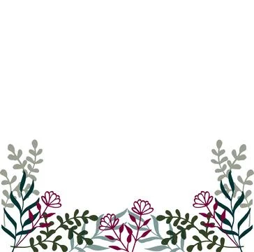 Floral vector border frame leaves and flowers	 Stock Illustration