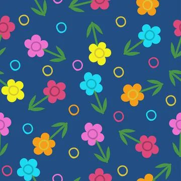 Floral vector bright flowers pattern Stock Illustration