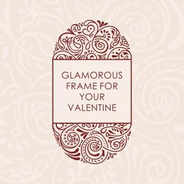 Floral vector calligraphic frame. Design for wedding and greeting cards Stock Illustration