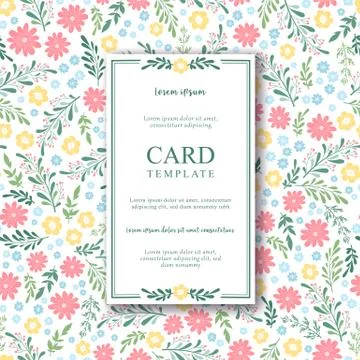 Floral vector card with small hand drawn colorful flowers, leaves and floral  Illustrazione stock