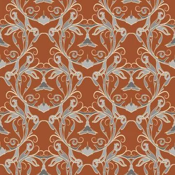 Floral vector damask seamless pattern.  Ornate baroque backgroun Illustrazione stock