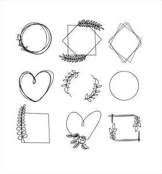 Floral vector doodle design elements. Hand drawn decorative leaves and wreaths 库存插图