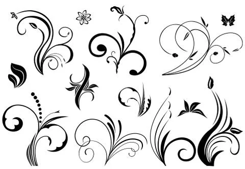 Floral vector elements Stock Illustration