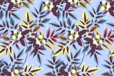Floral vector endless pattern on blue background. Stock Illustration