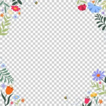 Floral vector frame is being shown on transparent background with blooms, Stock Illustration