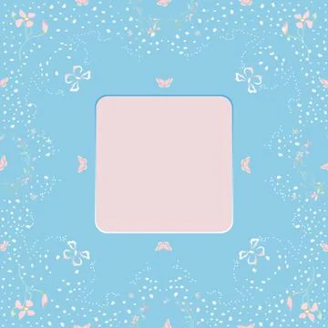 Floral vector frame with flowers and butterflies Stock Illustration