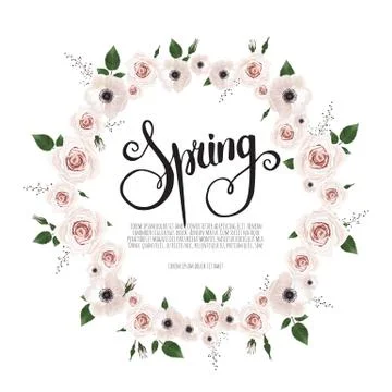 Floral vector frame with place for your text. Can be used as creating card Stock Illustration