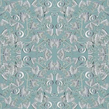 Floral vector greek seamless pattern. Ancient vintage light background. White Stock Illustration