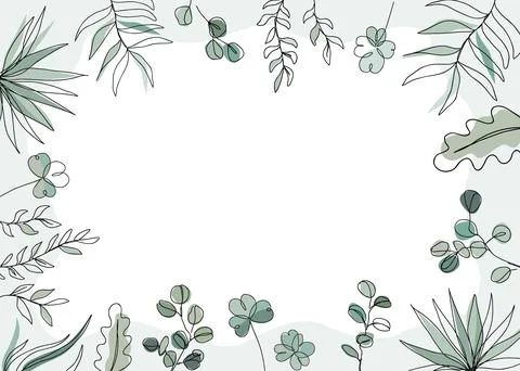 Floral vector illustration in trendy continuous line drawing style. Plants and Stock Illustration