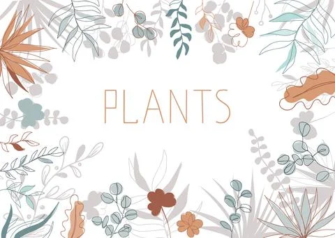 Floral vector illustration in trendy continuous line drawing style. Plants and Stock Illustration