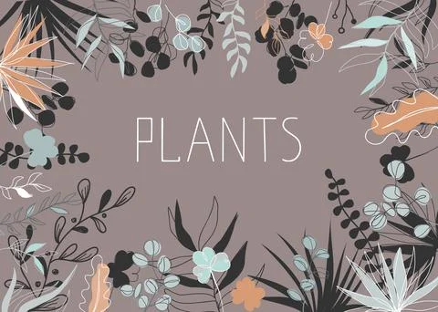 Floral vector illustration in trendy continuous line drawing style and pastel Stock Illustration