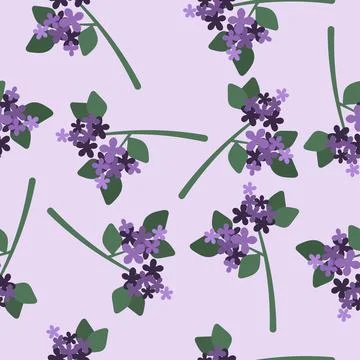 Floral vector lilac branch pattern Stock Illustration