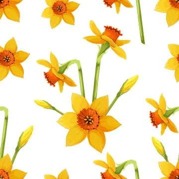 Floral vector pattern with daffodils. Stock Illustration